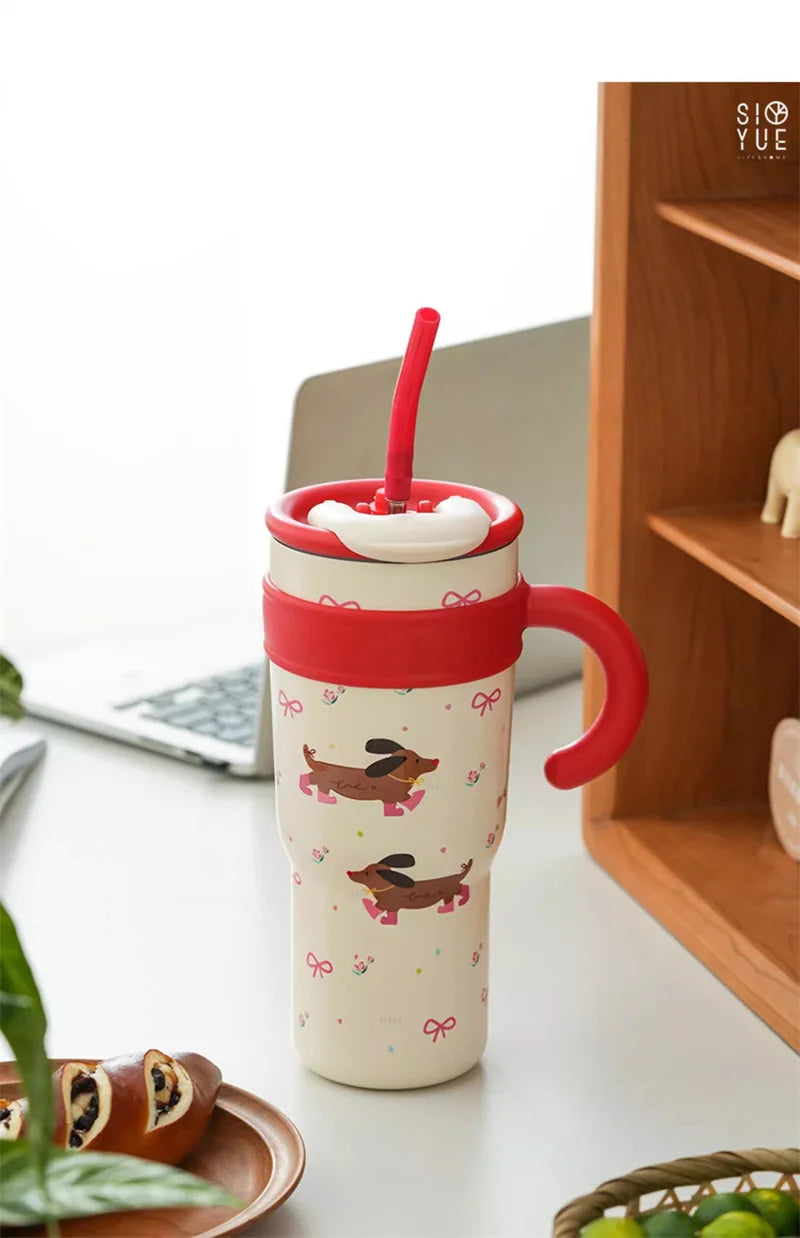 Cute Cat Thermos Cup With Handle