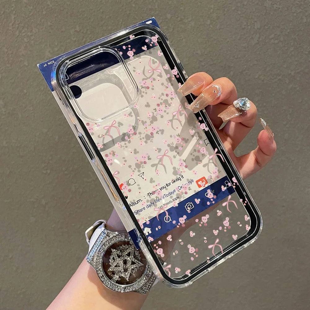 Flower Phone Case For iPhone 17 Pro Case iPhone 16 13 11 15 14 12 Pro Max 17 Air Soft Shockproof Clear Cover