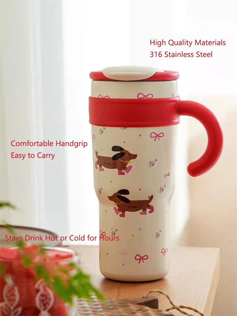 Cute Cat Thermos Cup With Handle