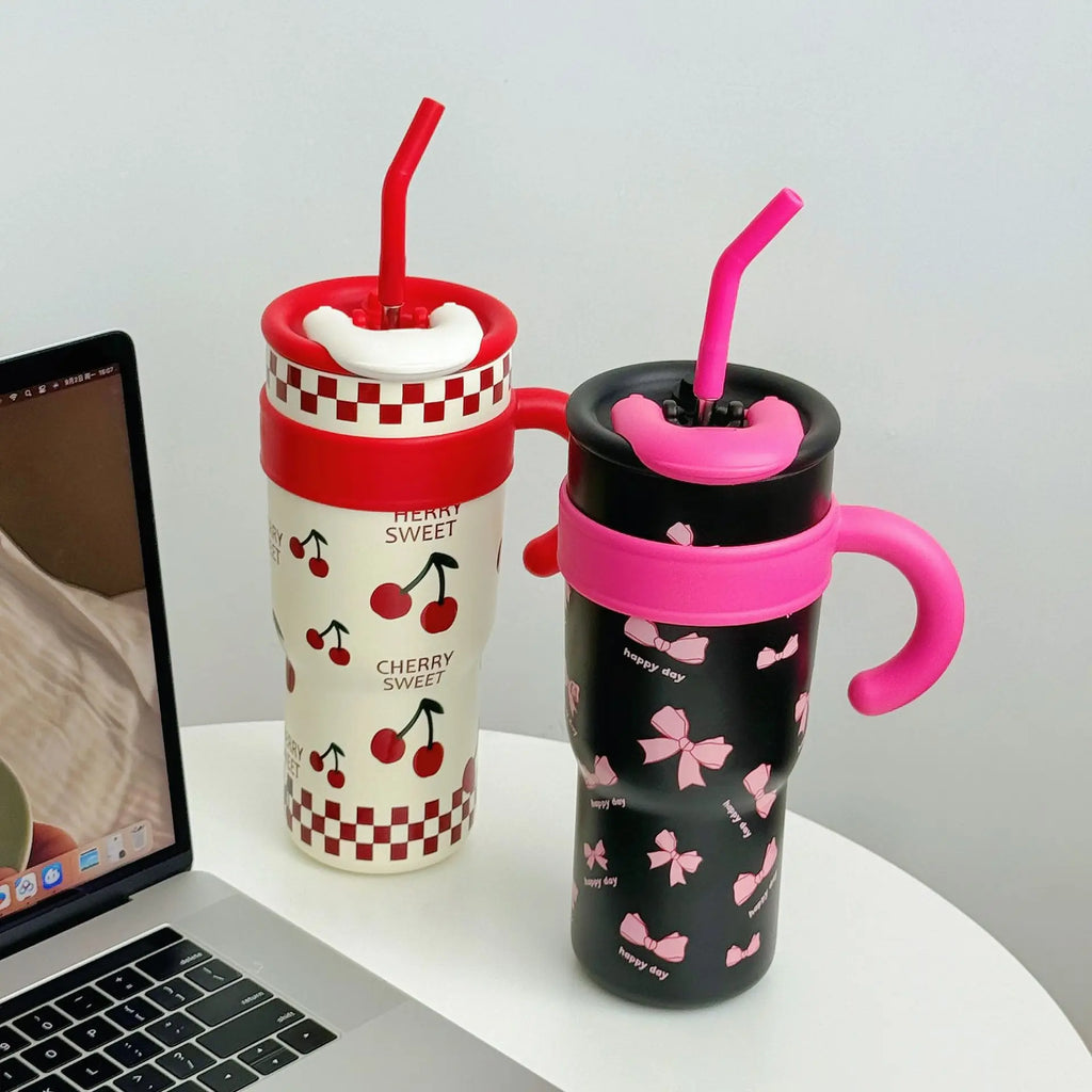 Cute Cat Thermos Cup With Handle