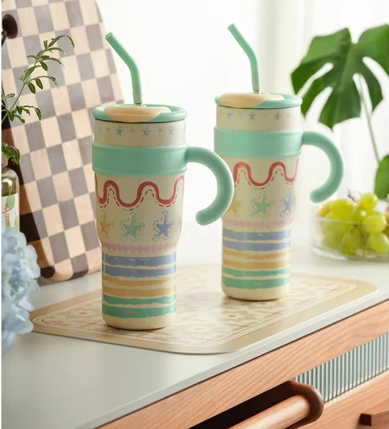 Cute Cat Thermos Cup With Handle