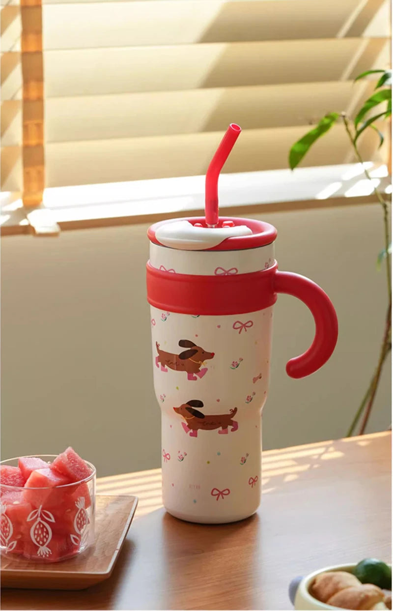 Cute Cat Thermos Cup With Handle