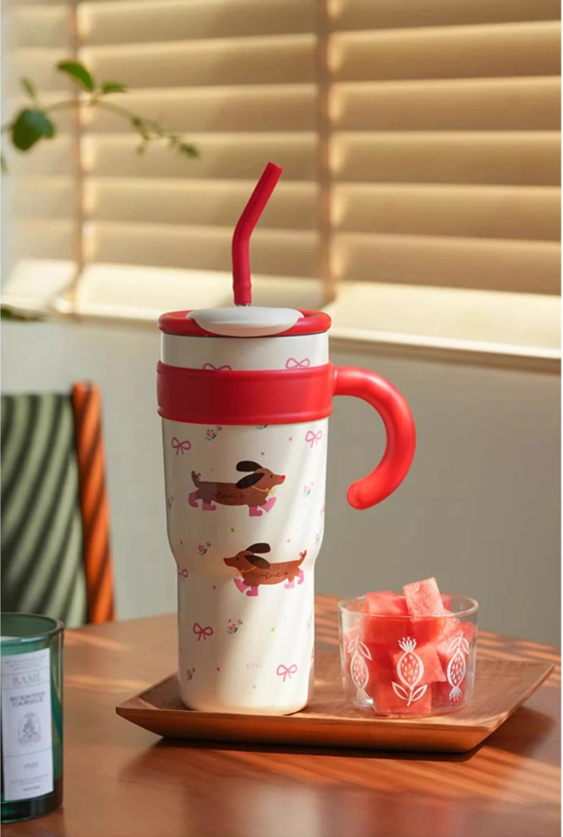 Cute Cat Thermos Cup With Handle