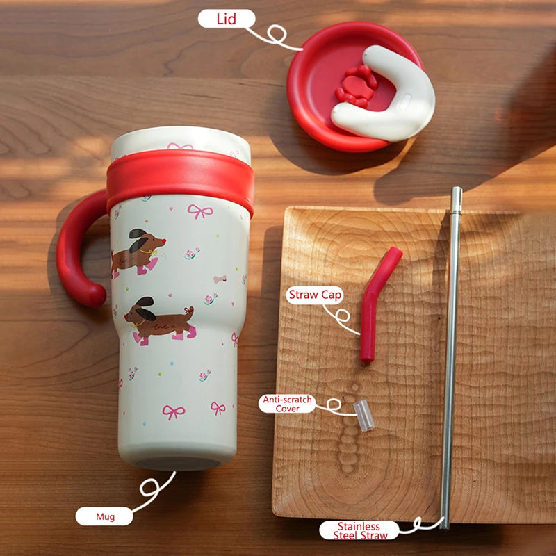 Cute Cat Thermos Cup With Handle