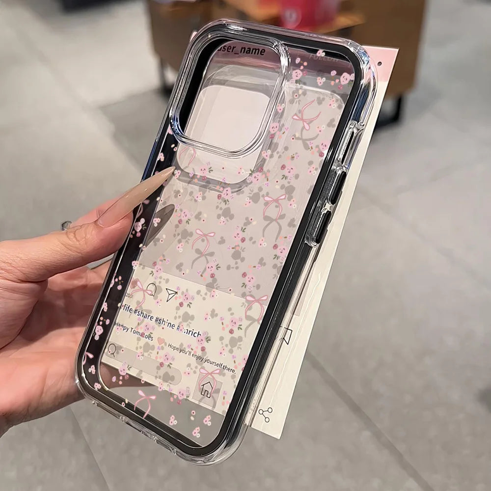 Flower Phone Case For iPhone 17 Pro Case iPhone 16 13 11 15 14 12 Pro Max 17 Air Soft Shockproof Clear Cover