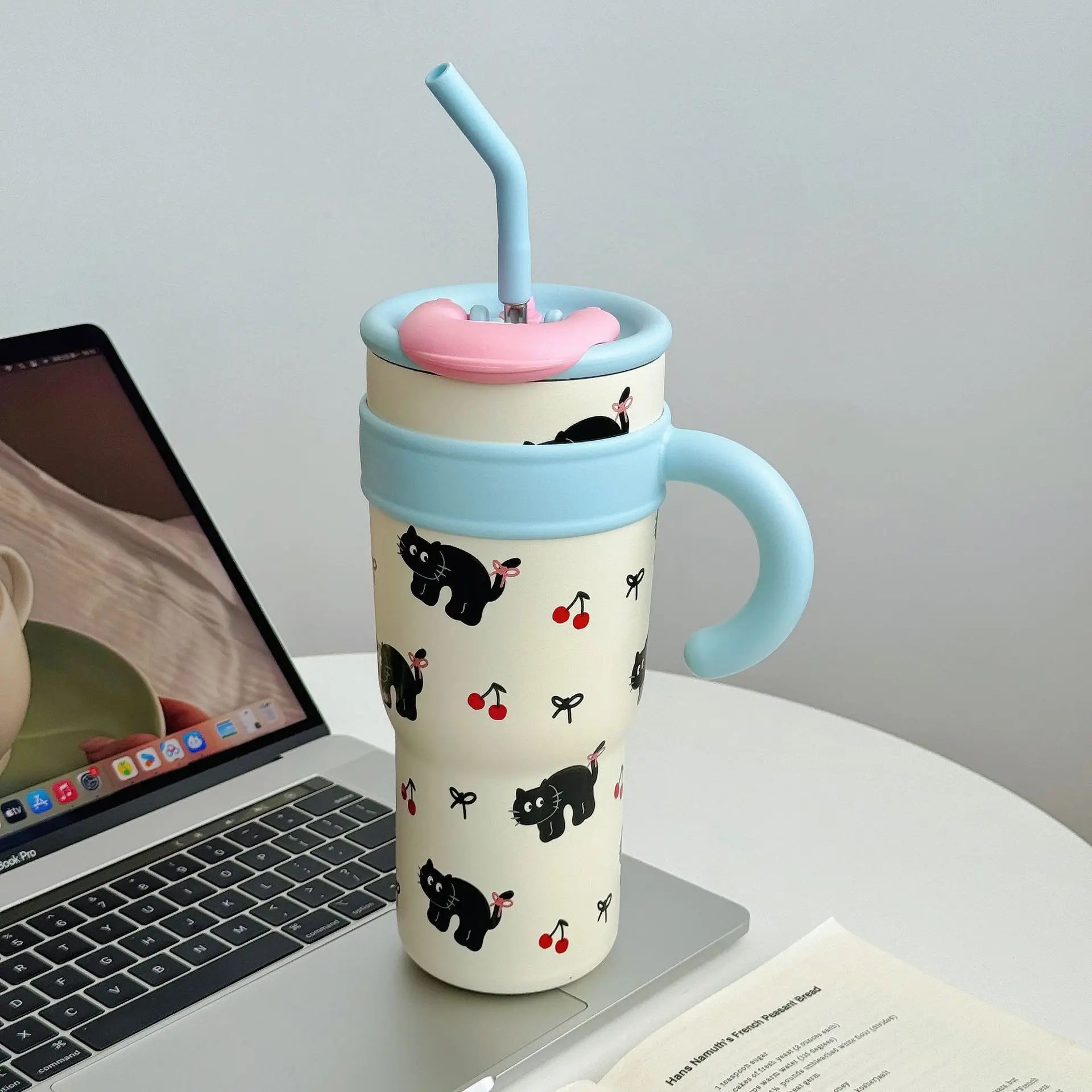 Cute Cat Thermos Cup With Handle