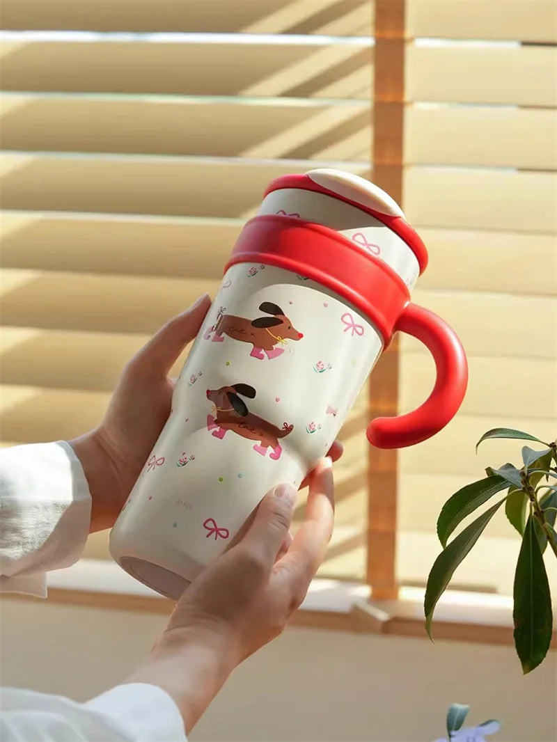 Cute Cat Thermos Cup With Handle