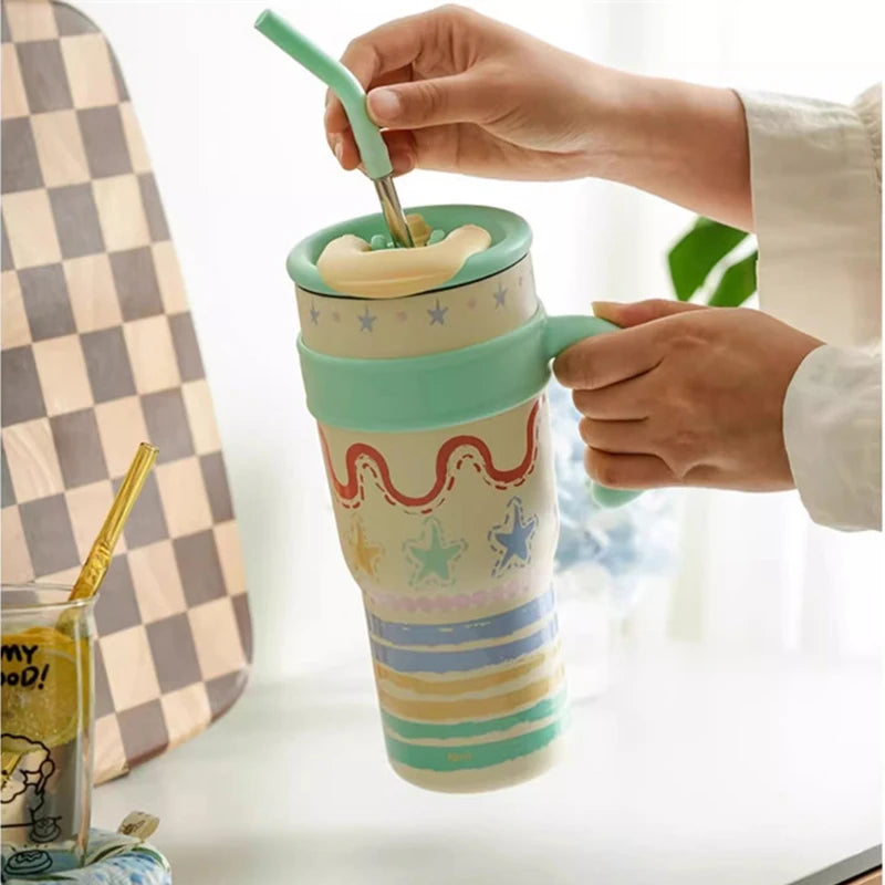 Cute Cat Thermos Cup With Handle