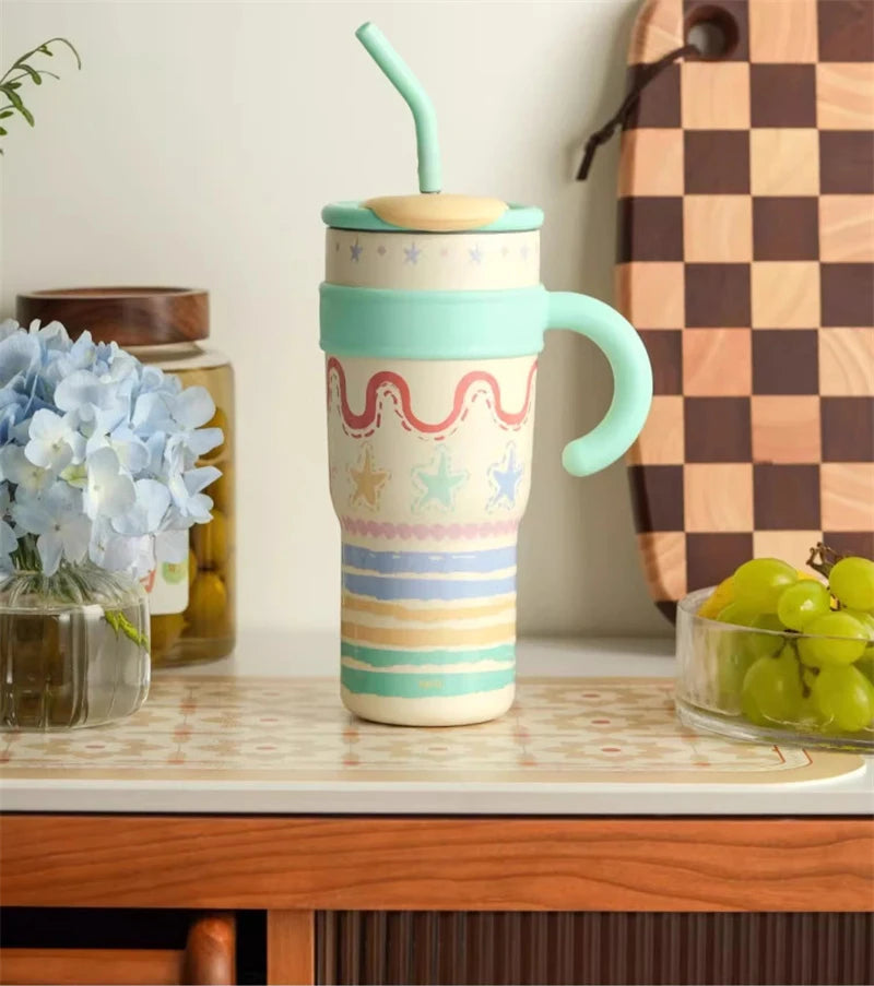 Cute Cat Thermos Cup With Handle