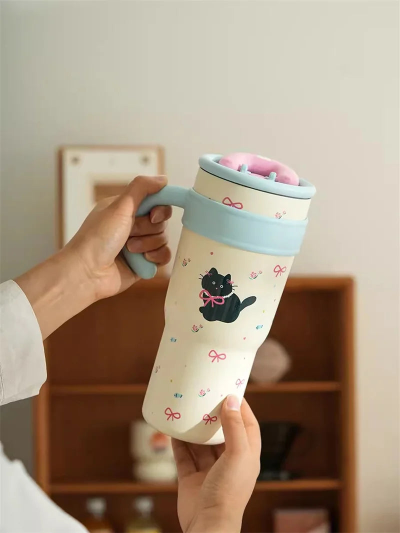 Cute Cat Thermos Cup With Handle