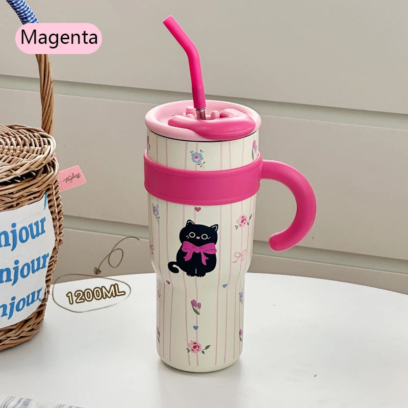 Cute Cat Thermos Cup With Handle
