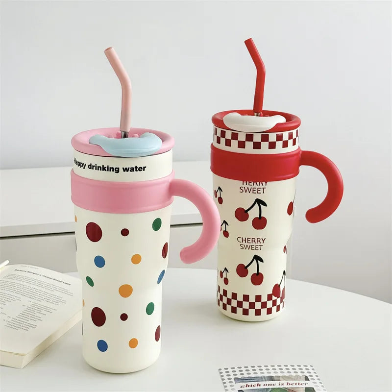 Cute Cat Thermos Cup With Handle