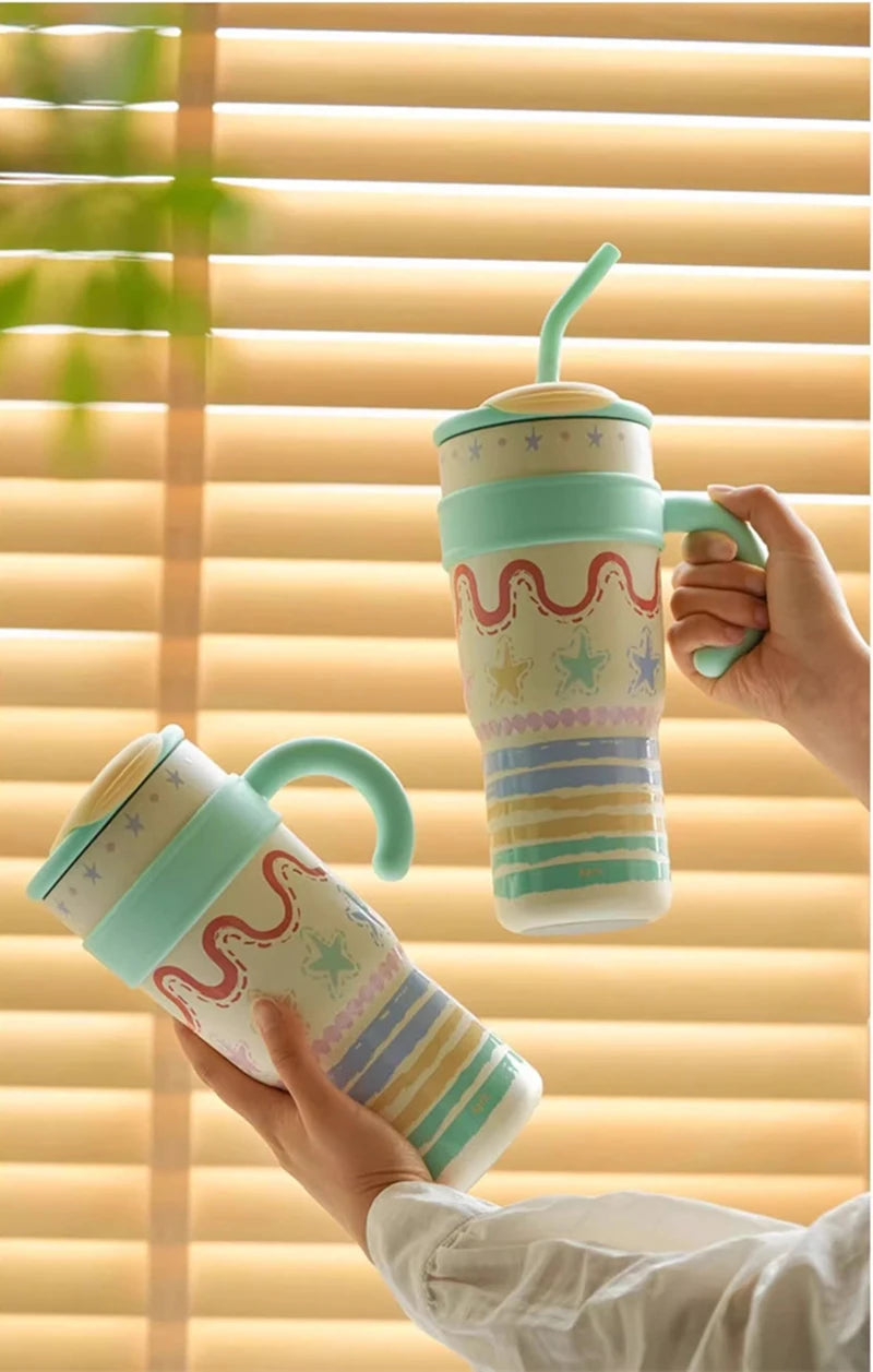 Cute Cat Thermos Cup With Handle