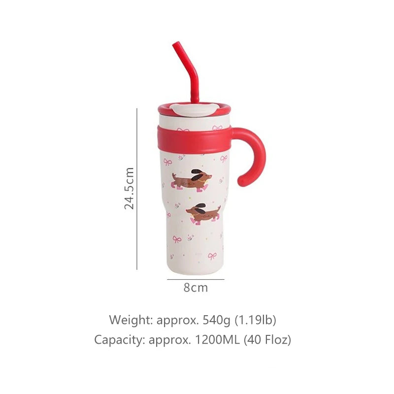 Cute Cat Thermos Cup With Handle