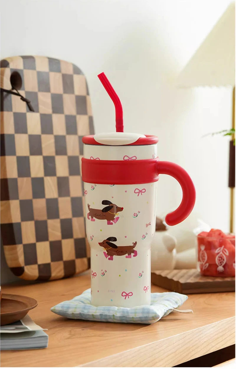 Cute Cat Thermos Cup With Handle