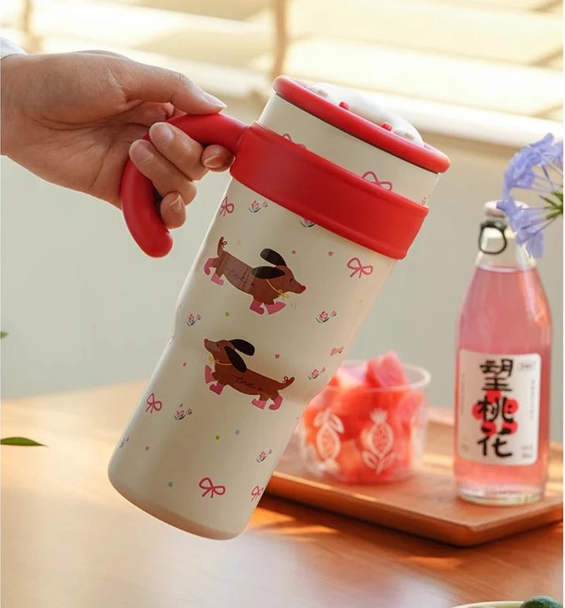 Cute Cat Thermos Cup With Handle